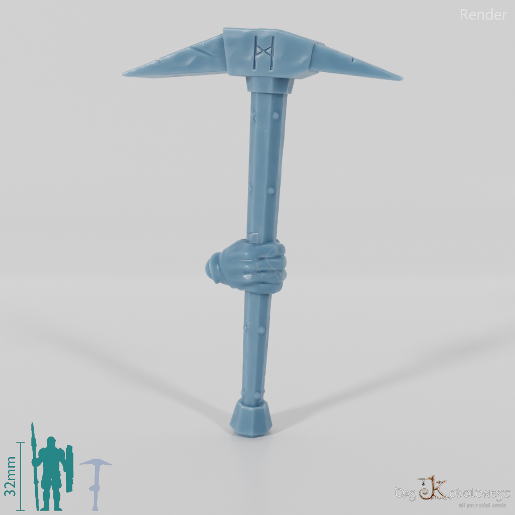 Dwarven pickaxe with hand