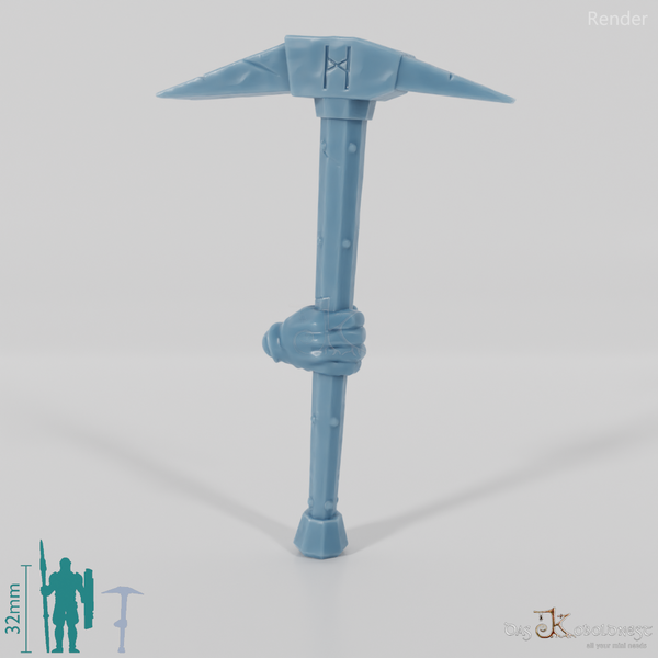 Dwarven pickaxe with hand