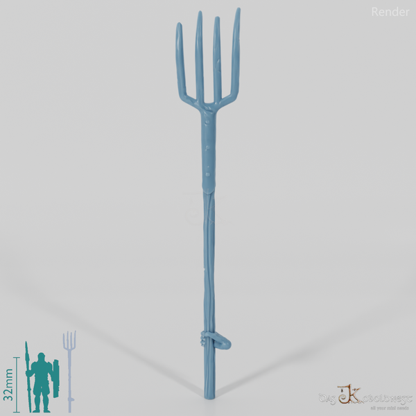 Ghost pitchfork, gripped by hand at the back