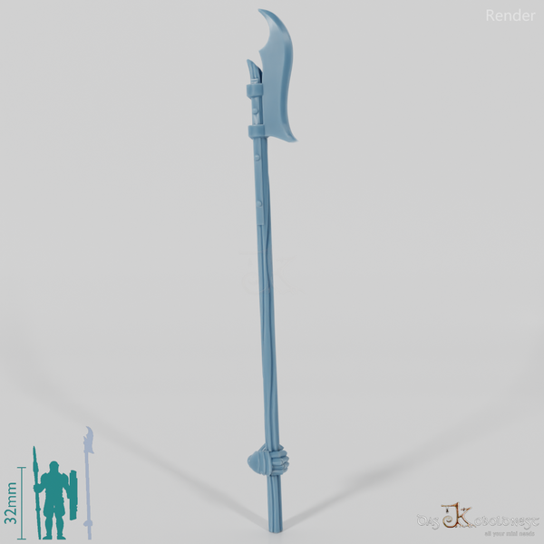Human polearm A, gripped at the back with hand (Gonthan)