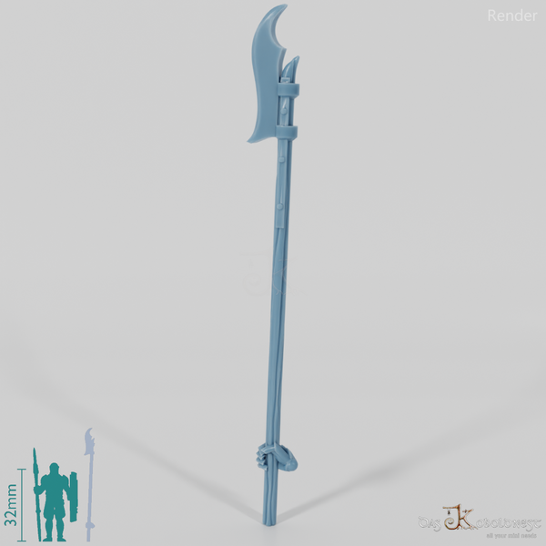 Human polearm A, gripped at the back with hand (Gonthan)
