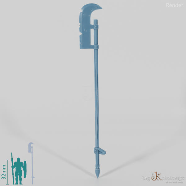 Geister-Stangenwaffe A, hinten gegriffen mit Hand