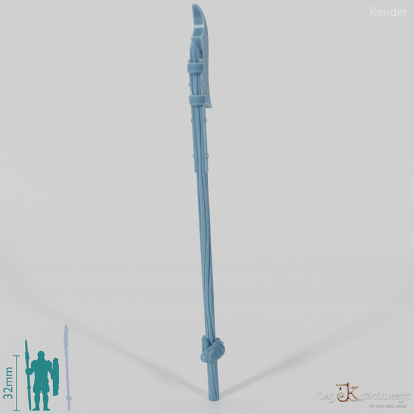 Human polearm A, gripped at the back with hand (Gonthan)