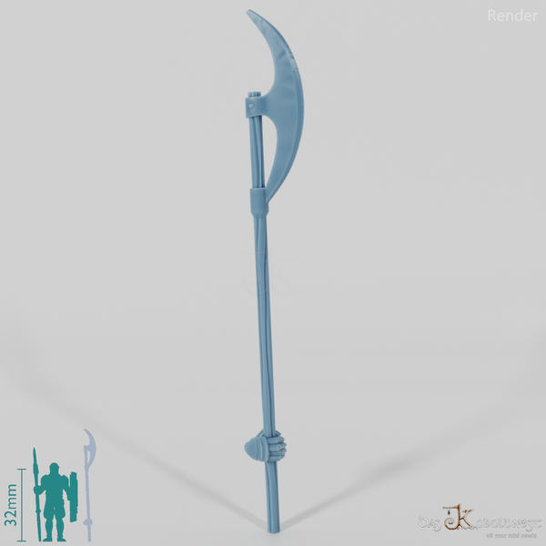 Human polearm B, gripped at the back with hand (Gonthan)