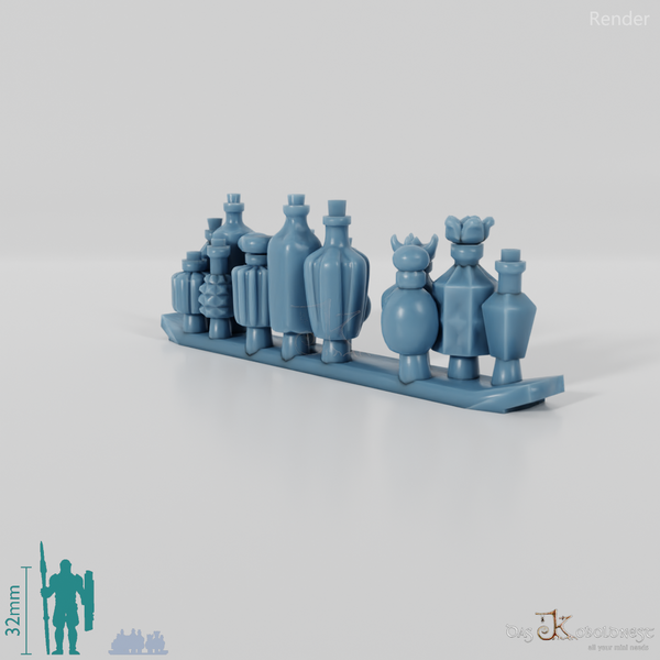 Flasche - Gruppe verzierter Trankflaschen 4