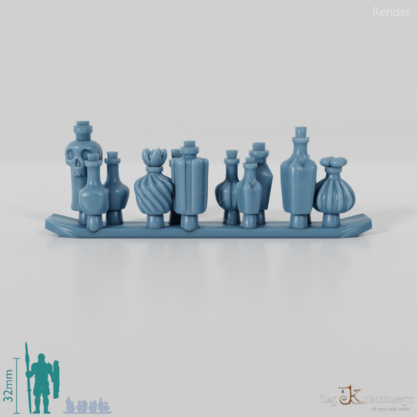 Flasche - Gruppe verzierter Trankflaschen 6