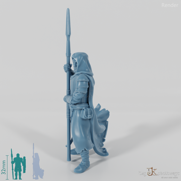 Grauer Waldläufer mit Speer B