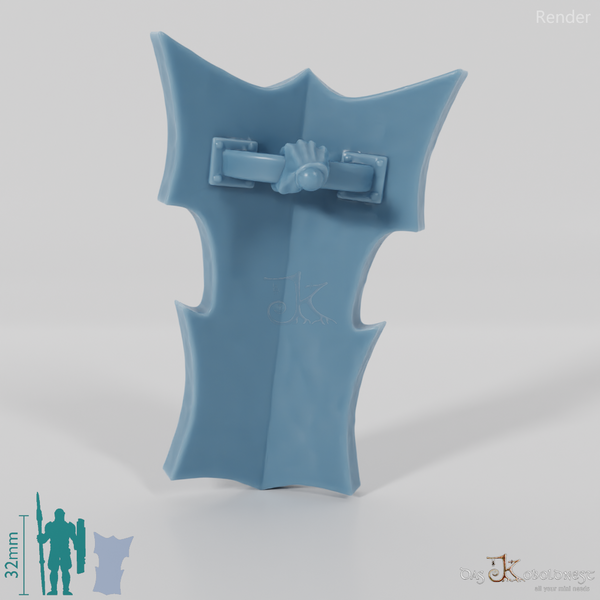 Half-orc tower shield with hand (grabbed from above)