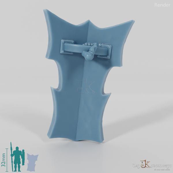 Half-orc tower shield with hand (grasped from below)