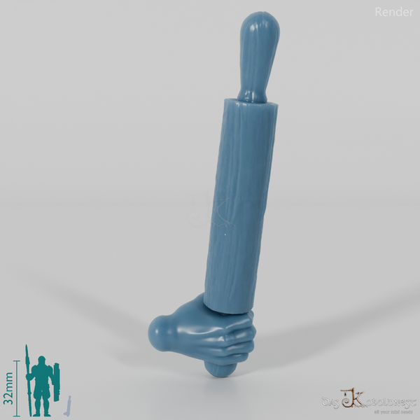 Halfling rolling pin with hand