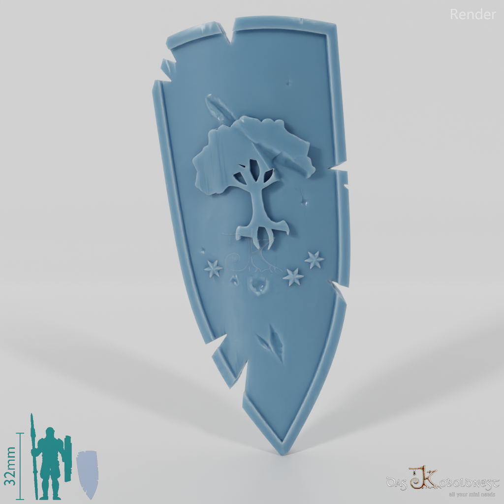 Human shield high handle A, emblem damaged with hand (Gonthan)