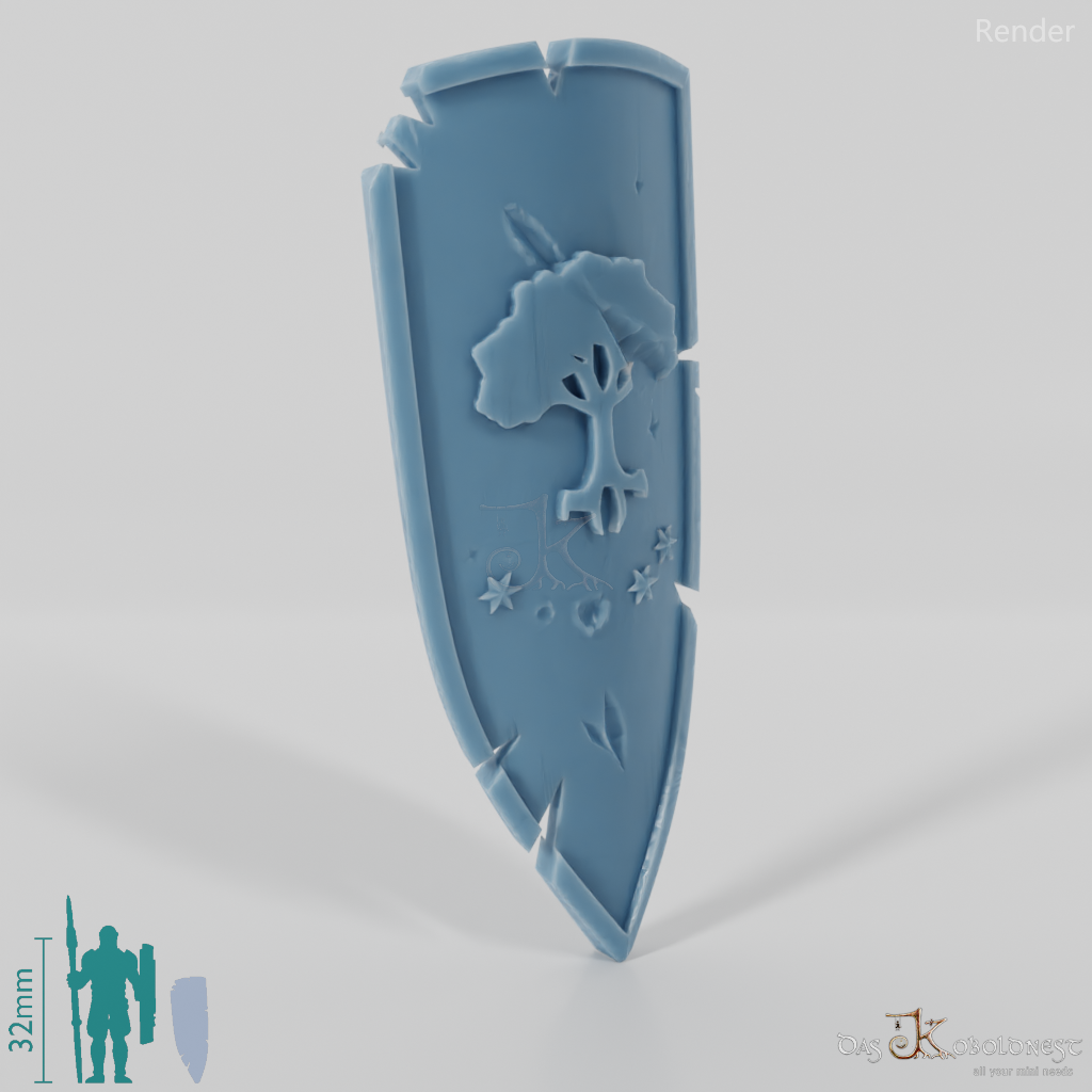 Human shield high handle A, emblem damaged with hand (Gonthan)