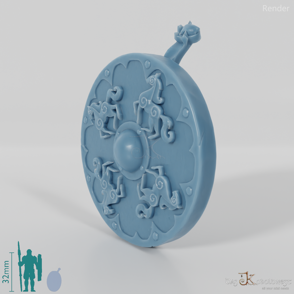 Equestrian people's back shield with decorations