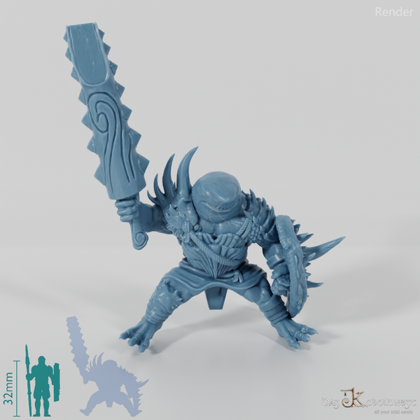 Shark people warrior 01 in riding pose