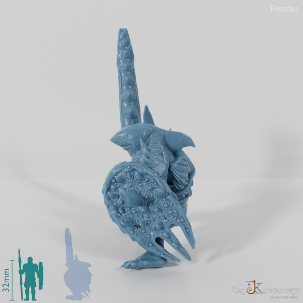 Shark people warrior 01 in riding pose