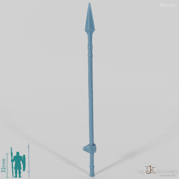 Human spear A, gripped at the back with hand (Gonthan)