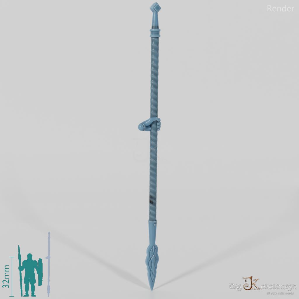 Horsefolk Spear, Decorated 1 with Hand (Lowered)