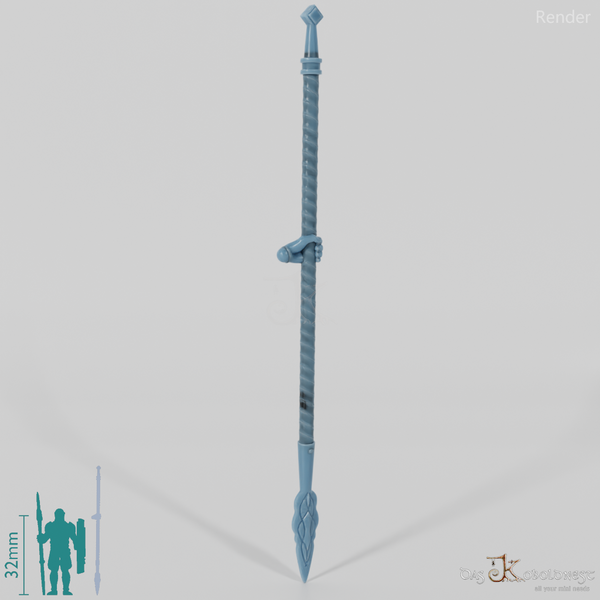 Horsefolk Spear, Decorated 1 with Hand (Lowered)