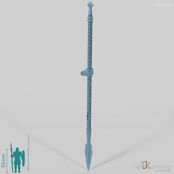 Horsefolk Spear, Decorated 1 with Hand (Lowered)
