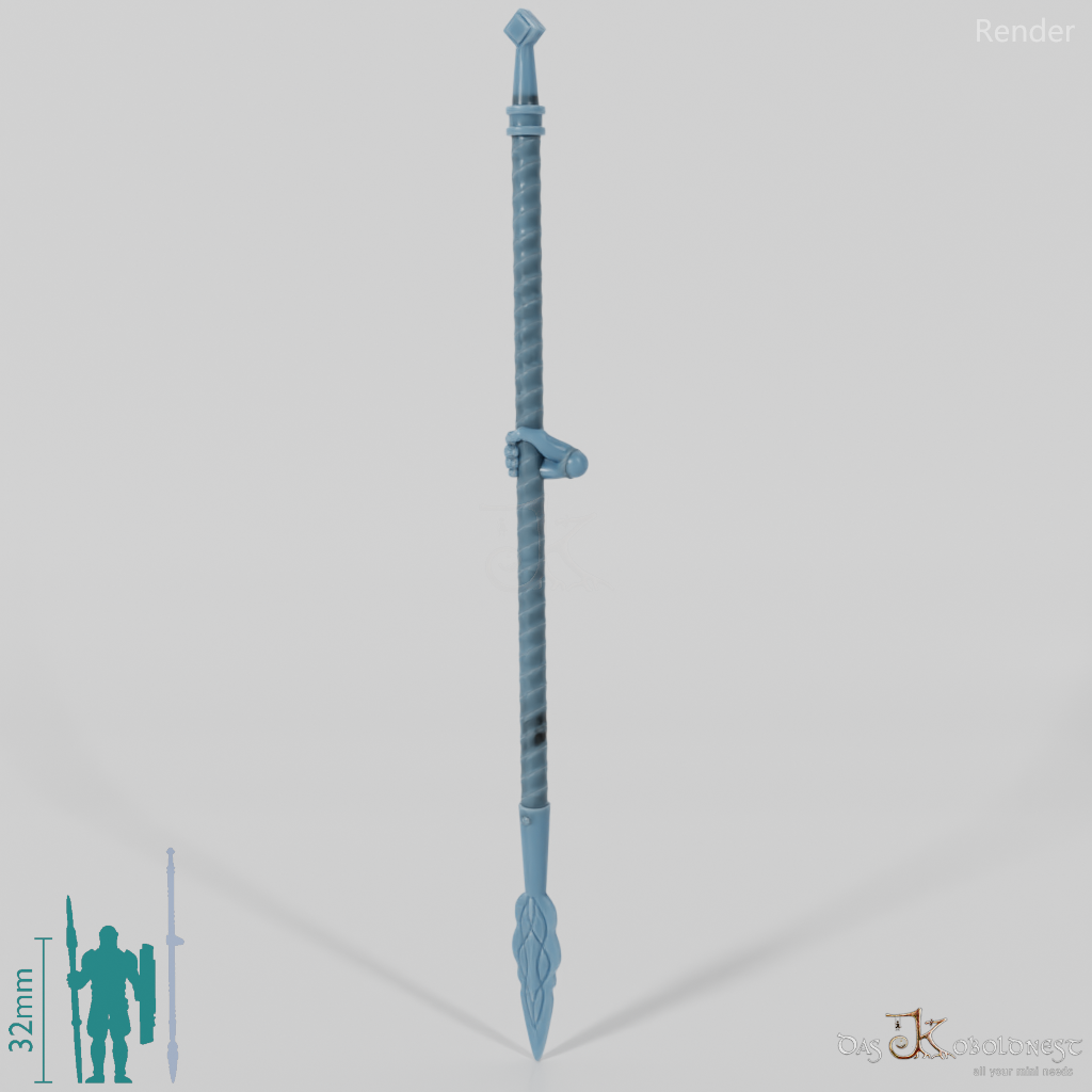 Horsefolk Spear, Decorated 1 with Hand (Lowered)