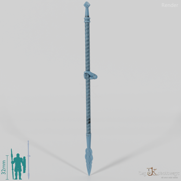 Horsefolk Spear, Decorated 1 with Hand (Lowered)
