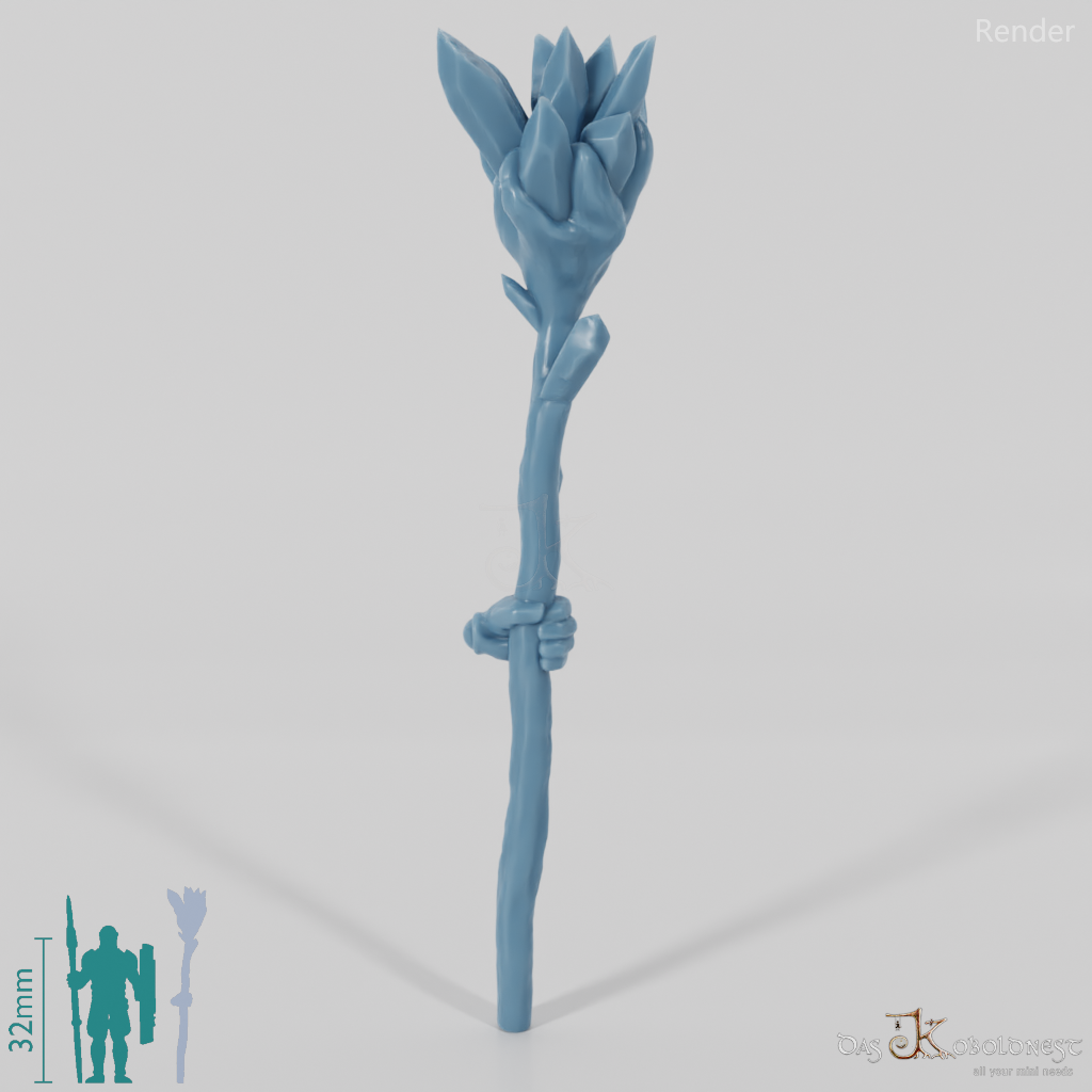 Dwarven crystal staff with hand