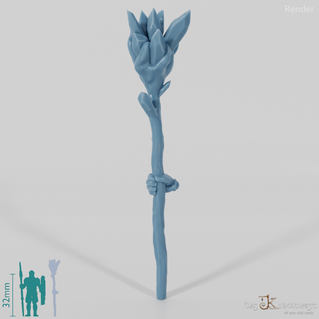 Dwarven crystal staff with hand