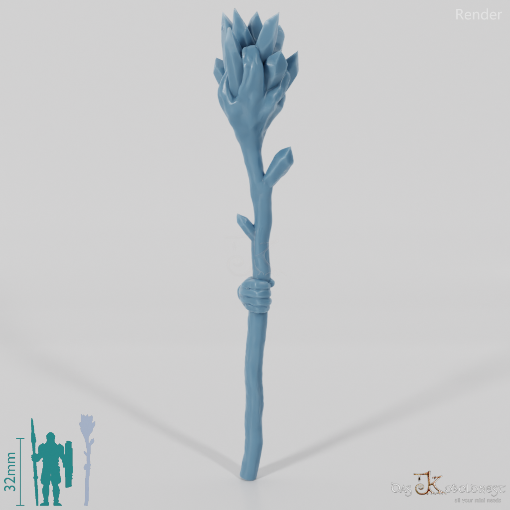 Dwarven crystal staff with hand