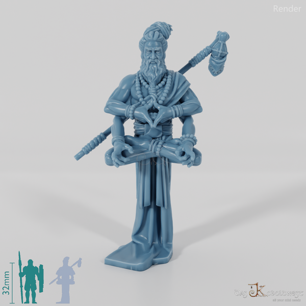 Praaj, meditierender Yogi mit Stab