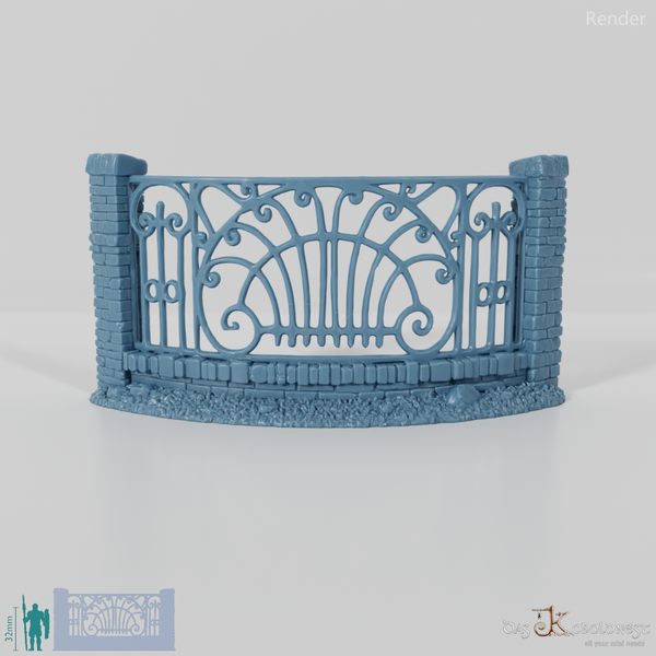 Fence - Iron Cemetery Fence B0 - Round