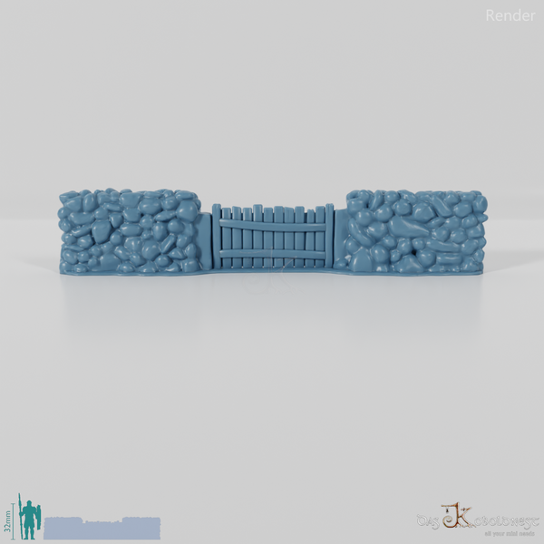Wall - Low natural stone wall - wooden gate