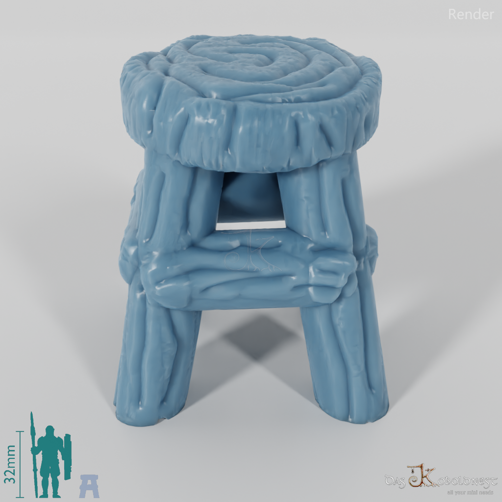 Stool - Rustic wooden stool 01