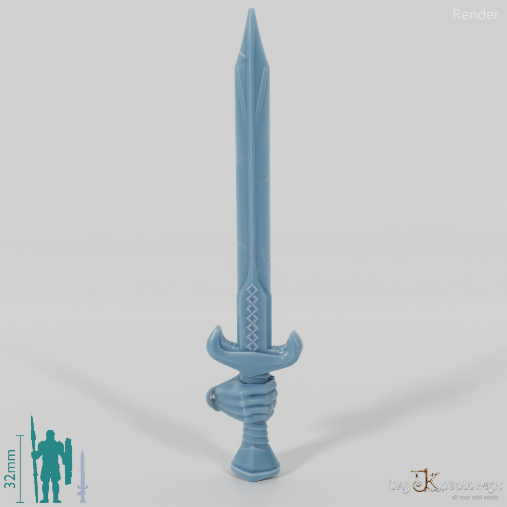 Reitervolk-Schwert, Verziert 3 mit Hand