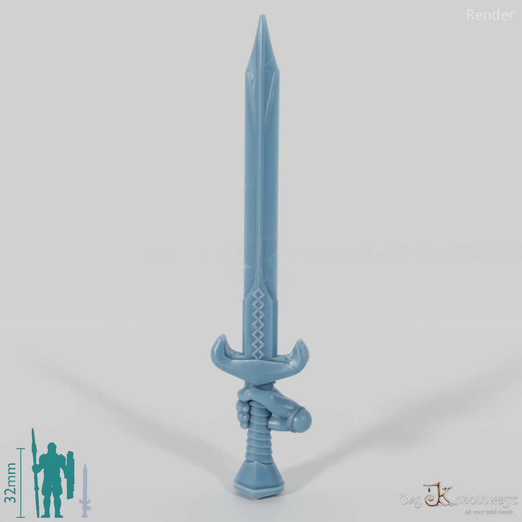 Reitervolk-Schwert, Verziert 3 mit Hand