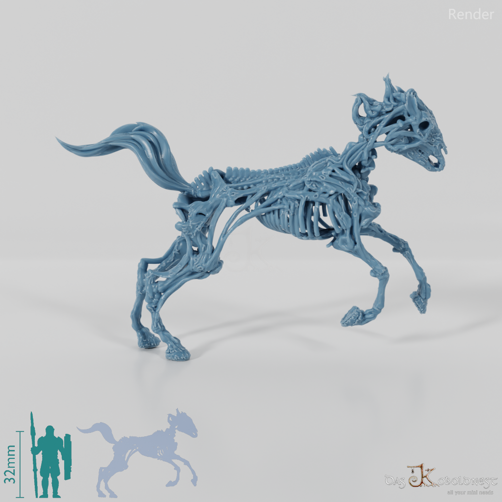 Jumping skeleton horse