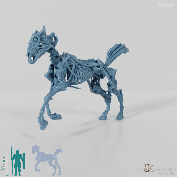 Jumping skeleton horse