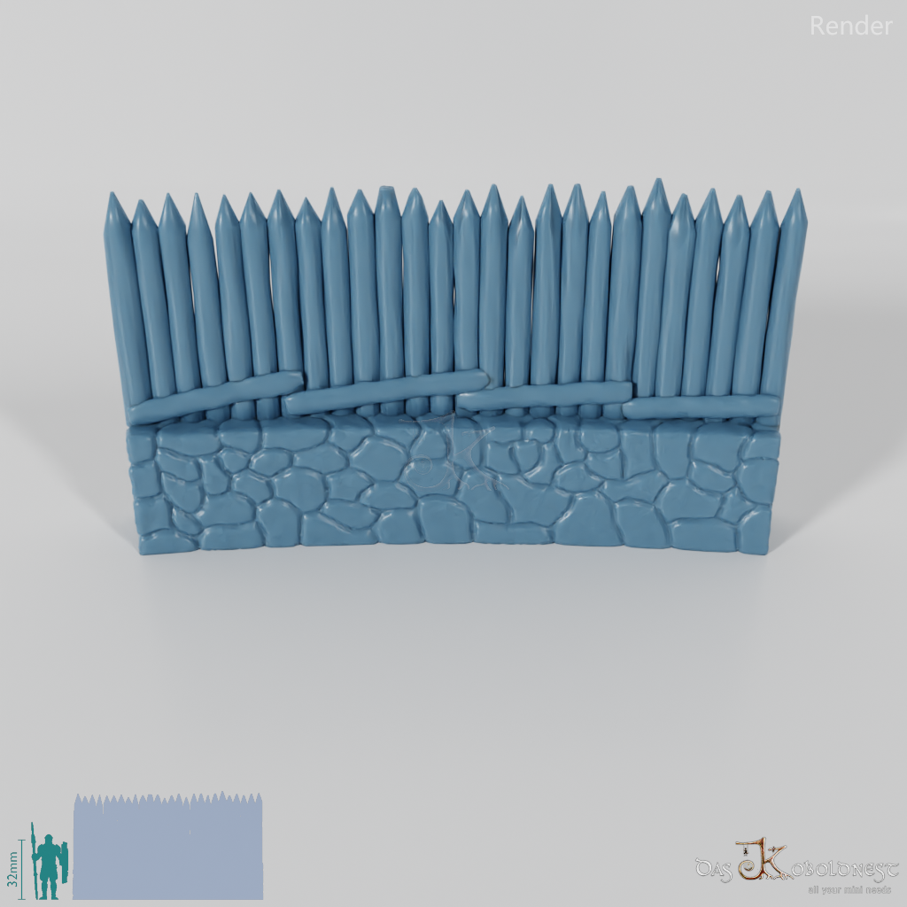 Palisade - Stone reinforced palisade - 15°