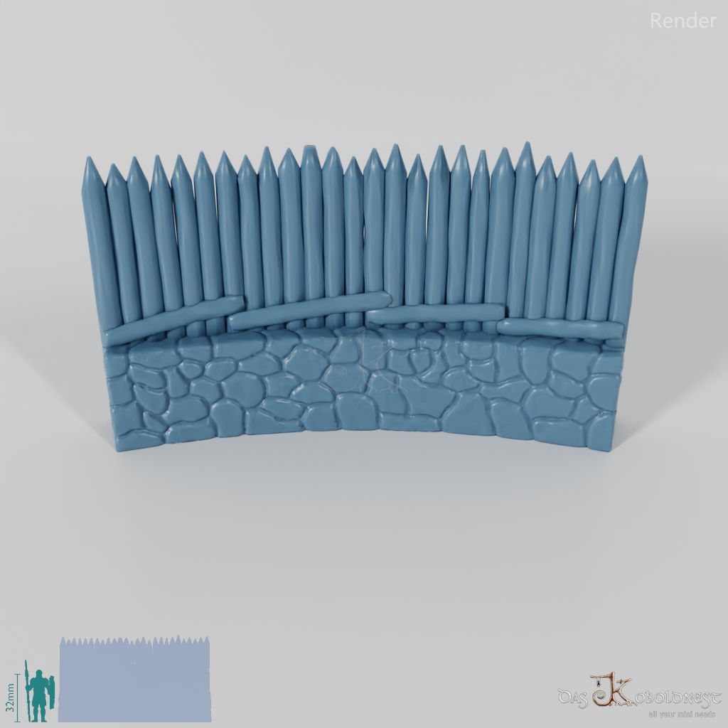 Palisade - Stone reinforced palisade - 30°