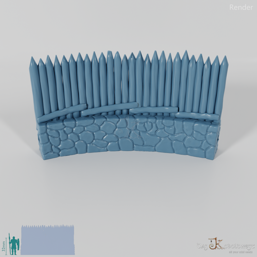 Palisade - Stone reinforced palisade - 45°