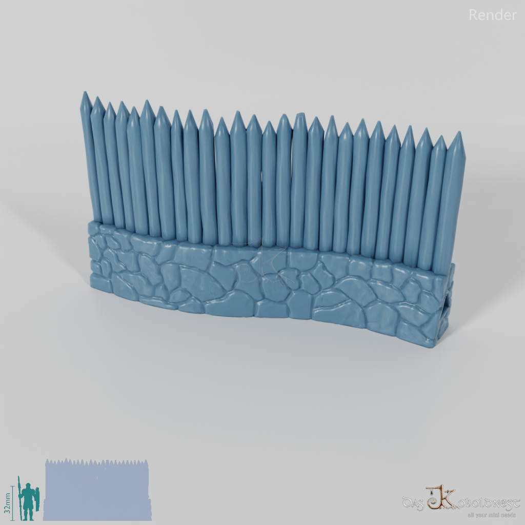 Palisade - Steinverstärkte Palisade S-Stück