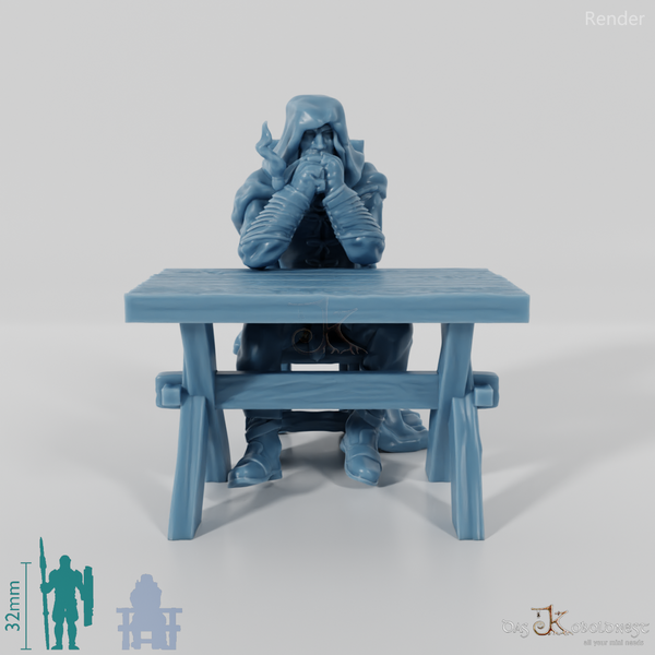 Cloaked Ranger at table