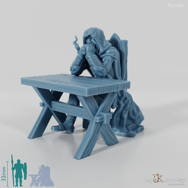 Cloaked Ranger at table