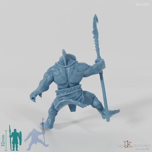 Shark people harpoon fighter 02 in riding pose