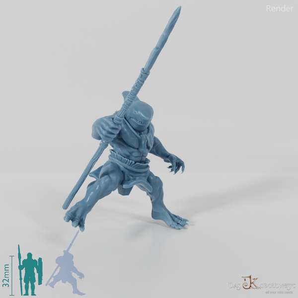 Shark people harpoon fighter 02 in riding pose