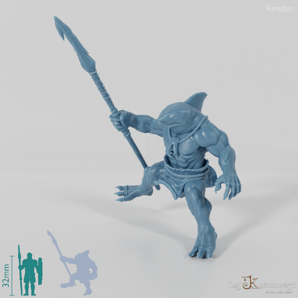 Shark people harpoon fighter 02 in riding pose