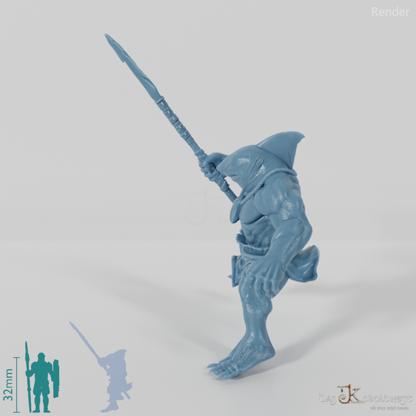 Shark people harpoon fighter 02 in riding pose