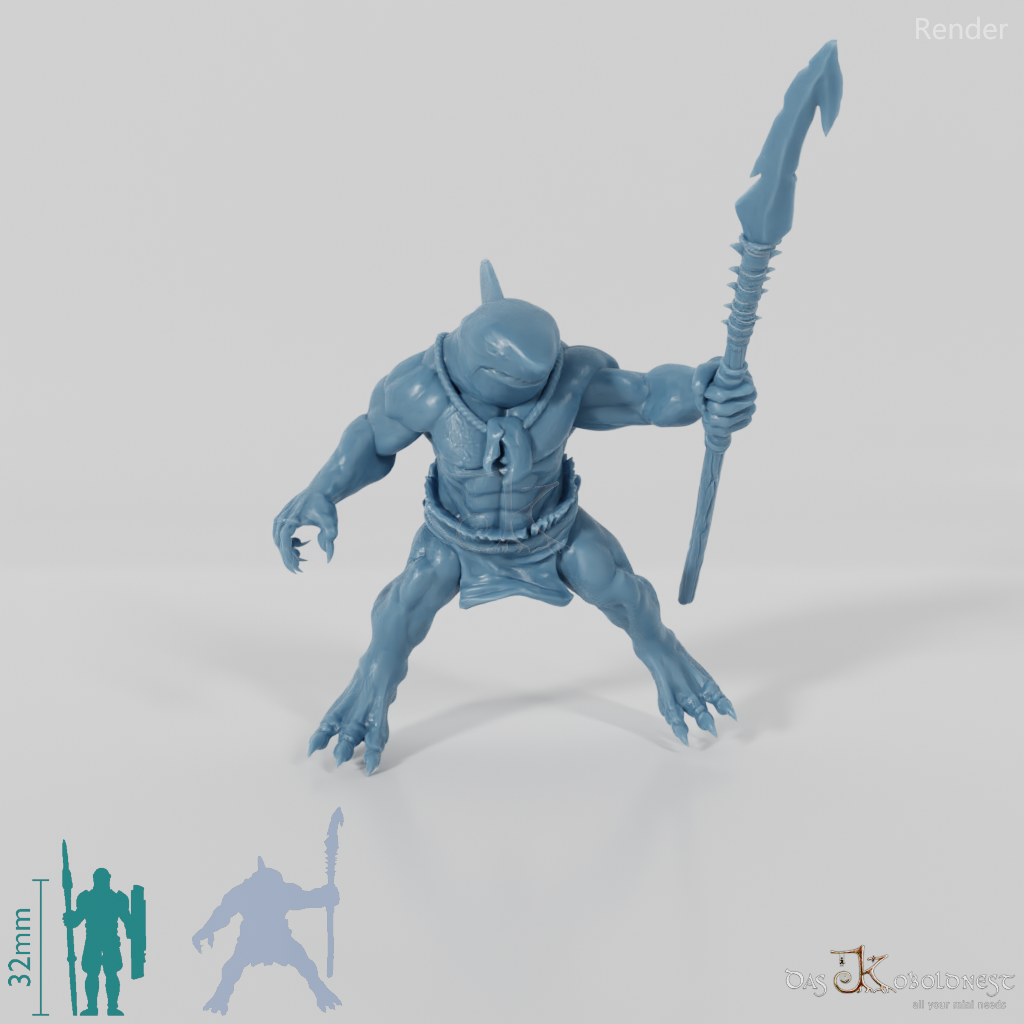 Shark people harpoon fighter 03 in riding pose